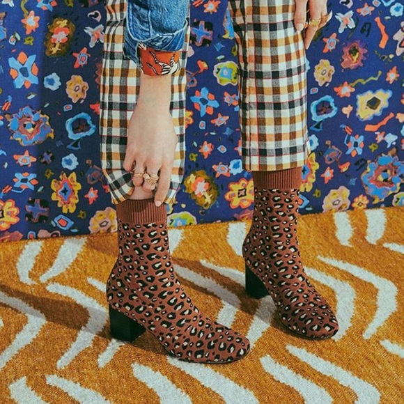 SILENT D Anthropologie Leopard Knit Sock Boots - Picture 9 of 12